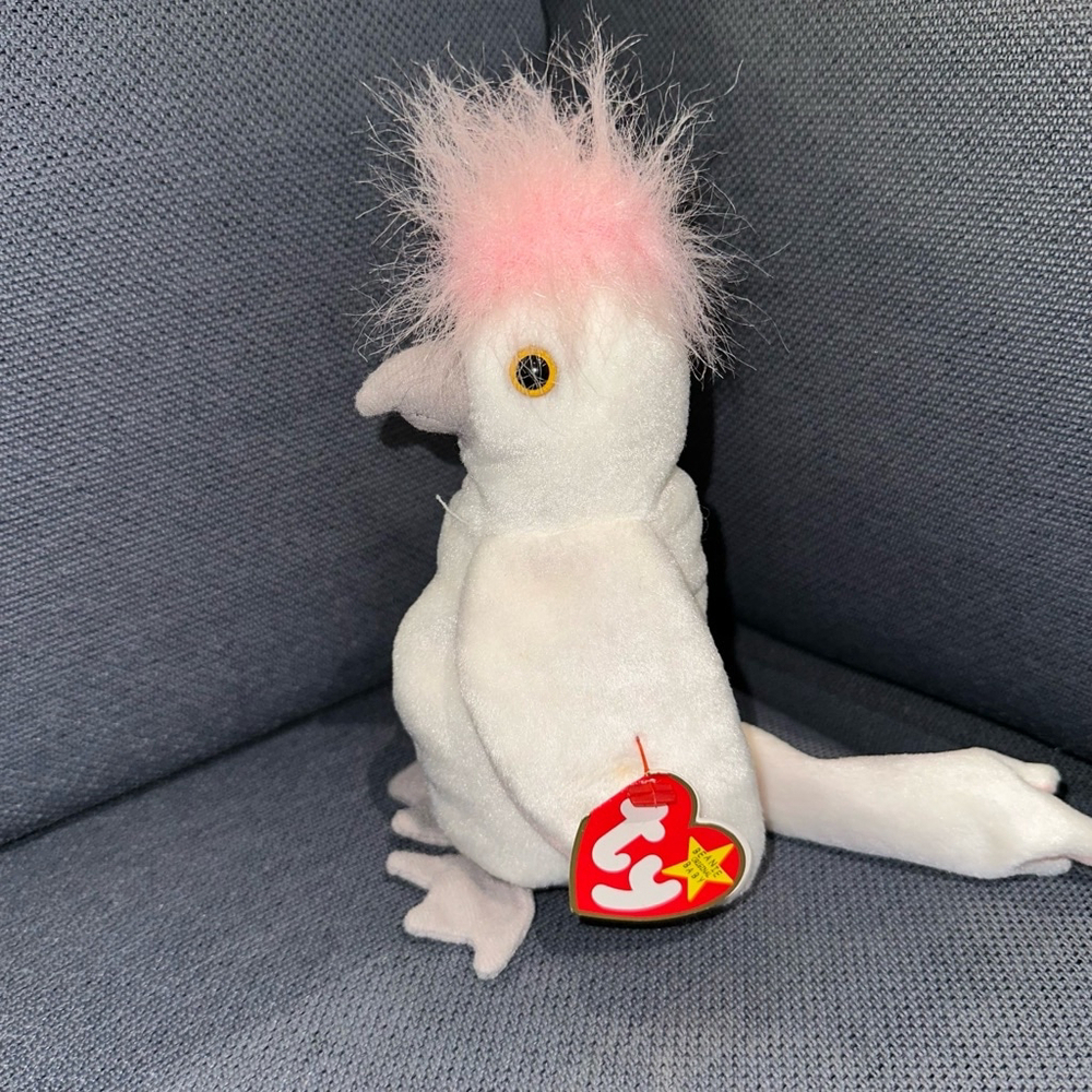 Ty Beanie Baby KuKu Cockatoo Plush Toy Pink & White NEW NWT 1990s